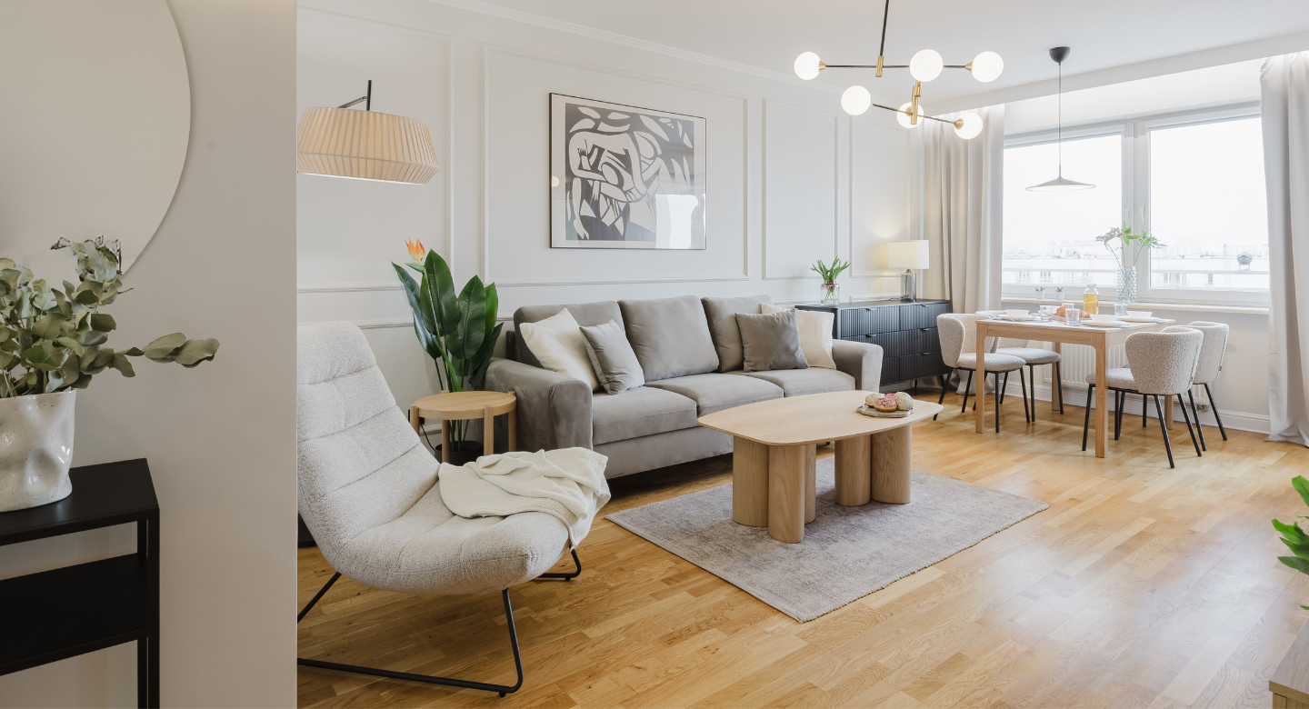 visualization of the living room project of an apartment in Poznań